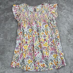 Old Navy Floral Smocked Flutter Sleeve Boho Blouse Top Size L Fairy Spring